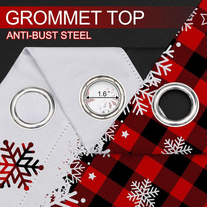 Christmas Curtains 84 Inches Long, Red Plaid Truck Living Room Curtains Room Darkening, Xmas Decor for Home, Noise Reduce Winter Drapes with Grommet for Bedroom, Bathroom, 2 Panels