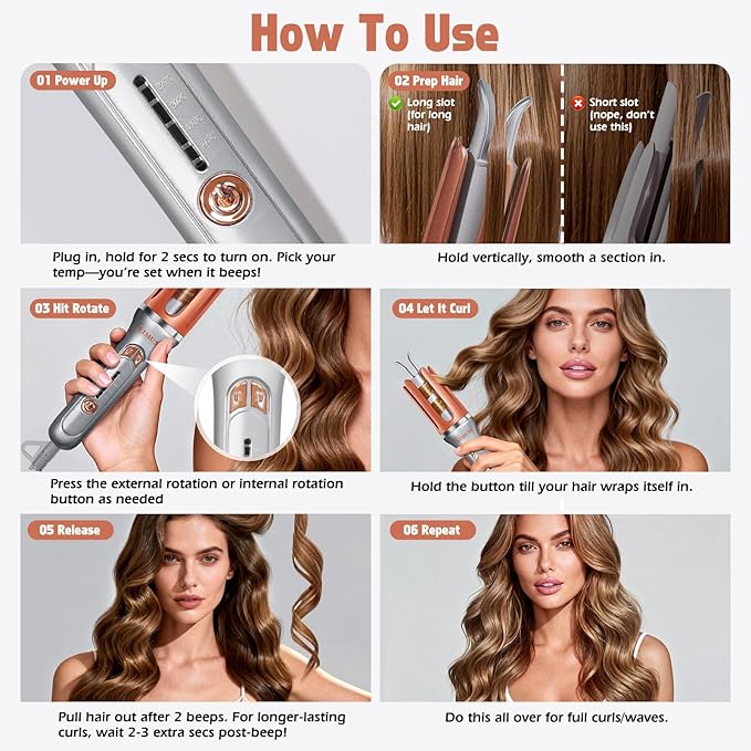 KIMUSE Automatic Rotating Curling Iron, 1.25 Inch - Image 3