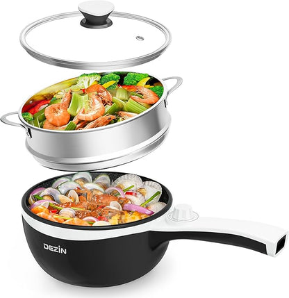 Dezin Hot Pot Electric with Steamer Upgraded, Non-Stick Sauté Pan, Rapid by DEZIN