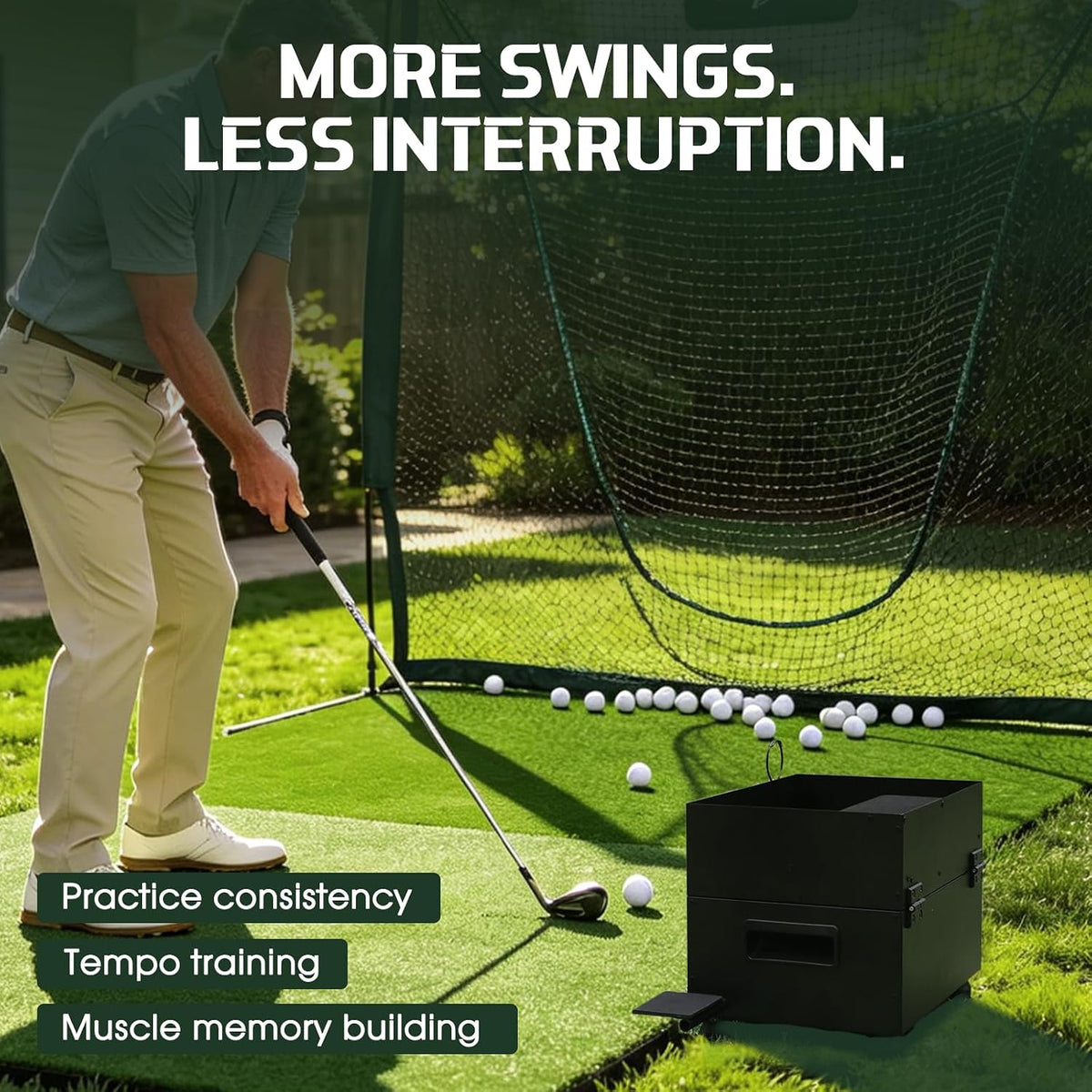 maysun automatic golf ball dispenser for indoor & shown in use