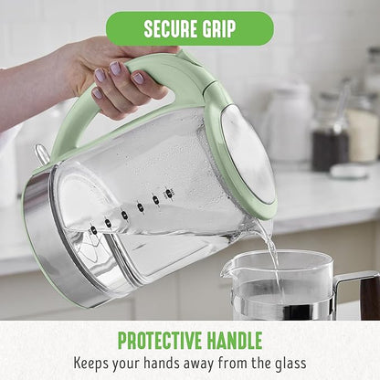 GreenLife 1.7 Liter Glass Electric Kettle, Easy One Touch Use, Quick Heating - Image 8