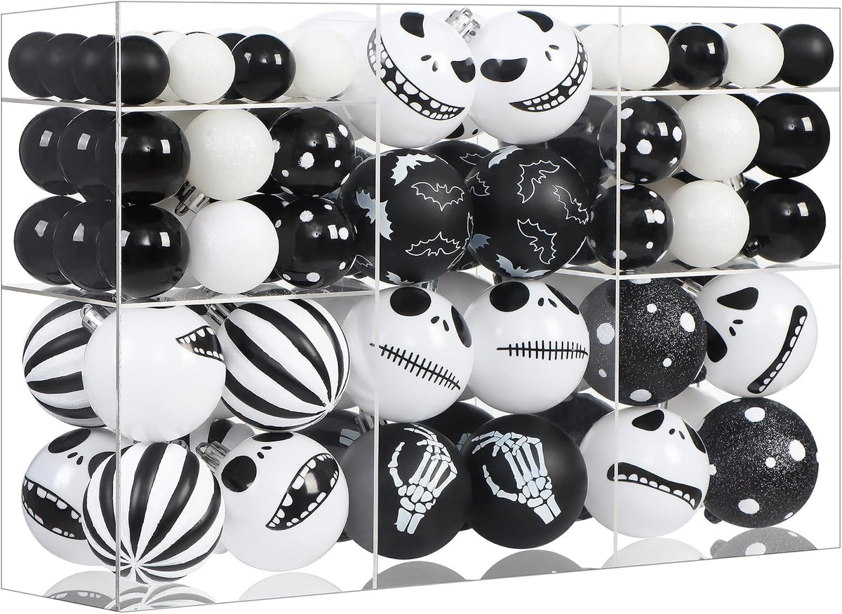 100Pcs Halloween Before Christmas Tree Ornaments Black & White Decorations