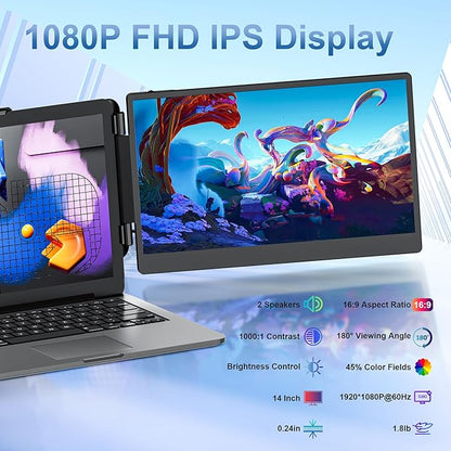 New Upgraded Laptop Screen Extender Portable Monitor, 1080P FHD IPS Screen - Image 2