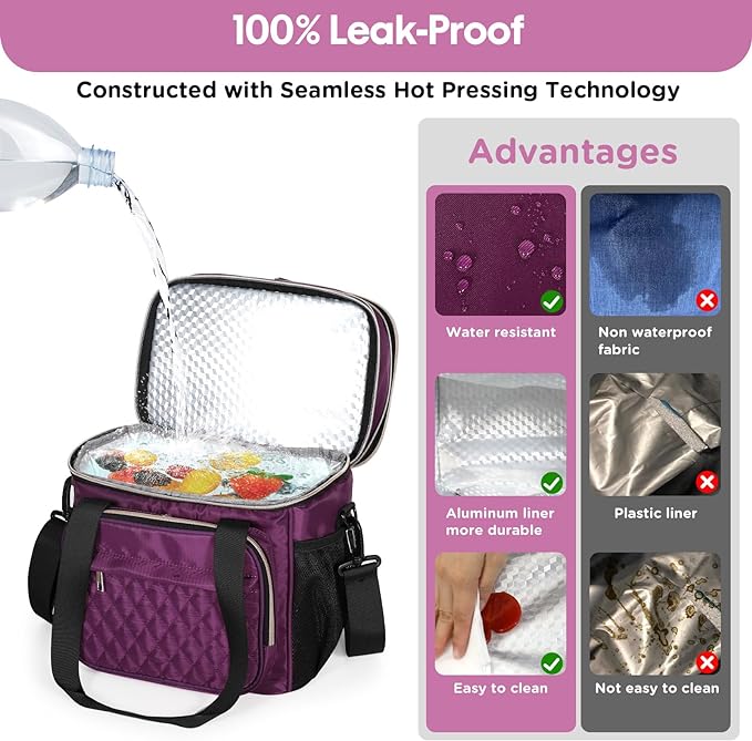 GLENKEY Expandable Insulated Lunch Box, Double Deck Lightweight Large Lunch Bag - Image 5