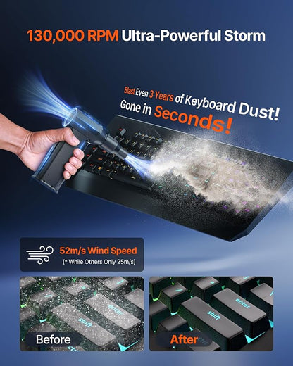 Compressed Air Duster, 000RPM Ultra-Powerful Cordless Electric Air Duster - Image 2