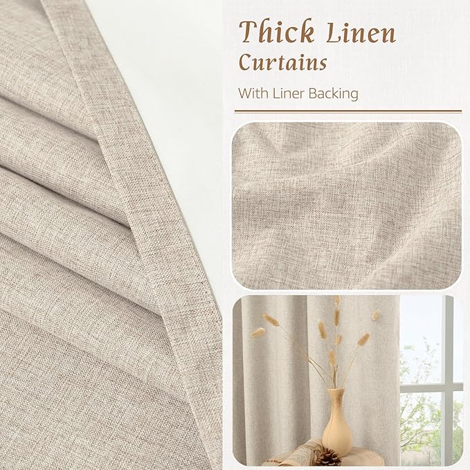 LAMIT Linen 100% Blackout Window Curtains - Image 8