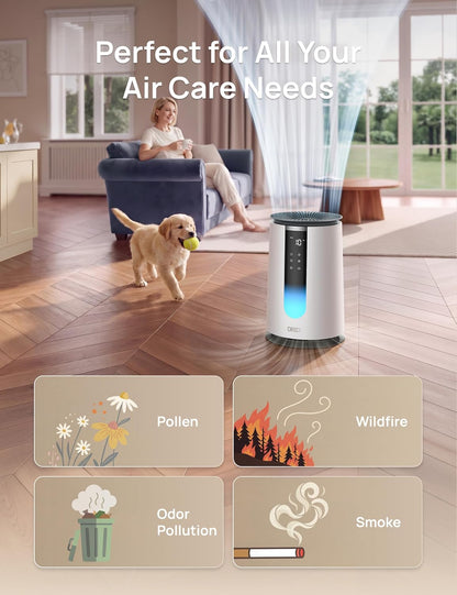 dreo air purifier for home, hepa sleep mode, view 9