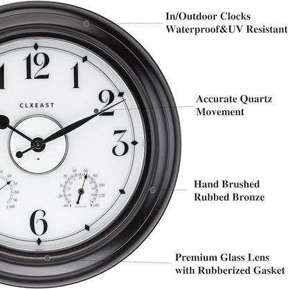 CLXEAST 24 Inch LED Self-Illuminated Outdoor Metal Clocks Waterproof, Large - Image 2