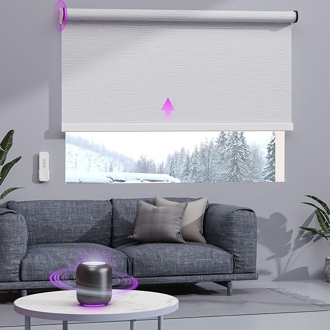 Astomi Motorized Roller Shades for Windows, Smart Blinds, Voice Control by Astomi