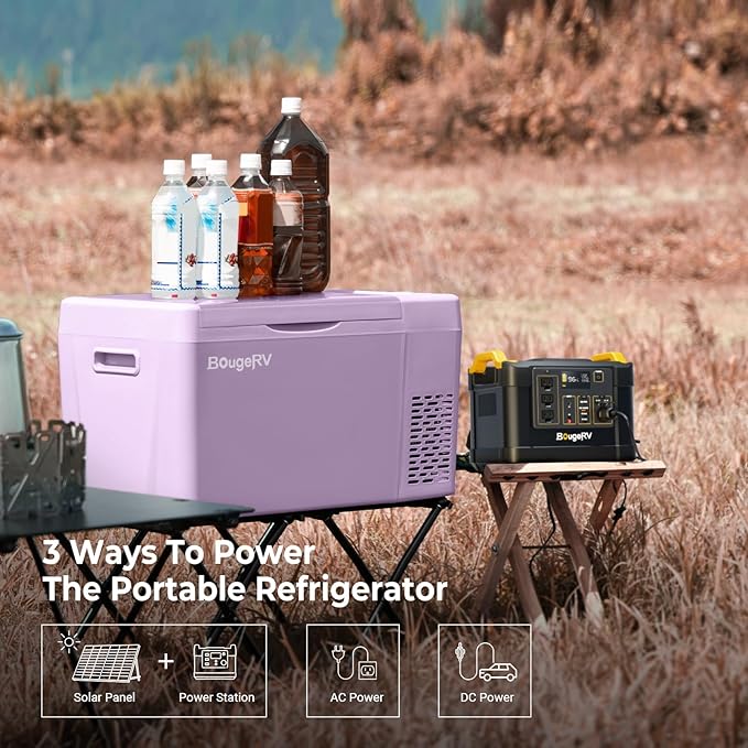 BougeRV Purple 23Quart Portable Refrigerator, 12 Volt Fridge 22L, Portable - Image 5