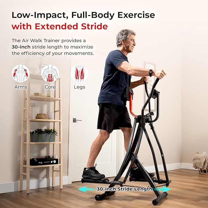 Sunny Health & Fitness Foldable Air Walk Elliptical, SunnyFit App via Bluetooth - Image 2
