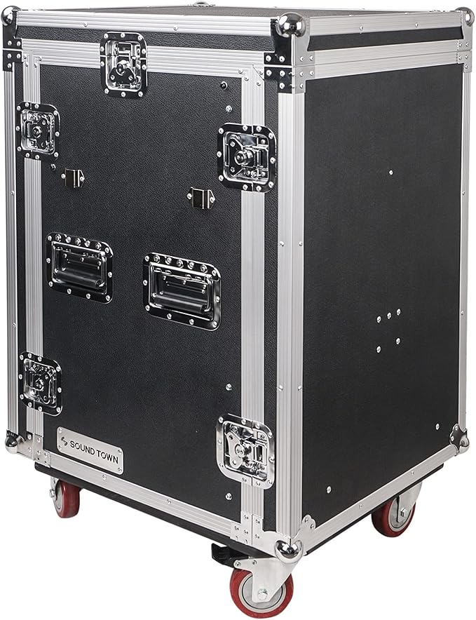 Sound Town Heavy-Duty 1/2" Plywood 16U PA/DJ Rack/Road Case - Image 4