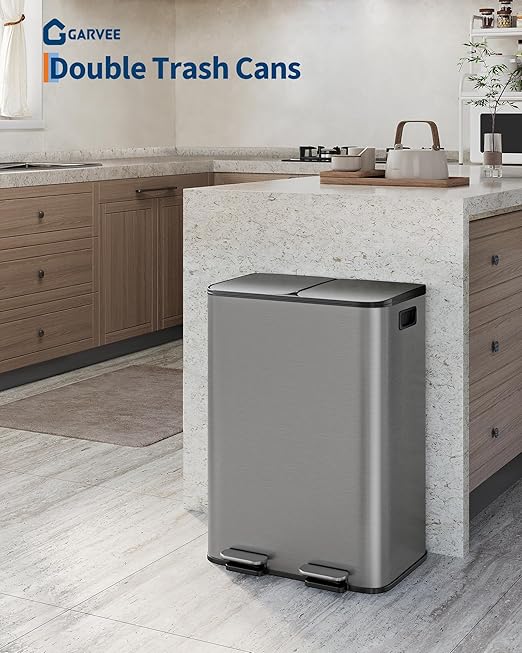 Garvee Trash Can, 2 x 8 gal Garbage Can - Image 2