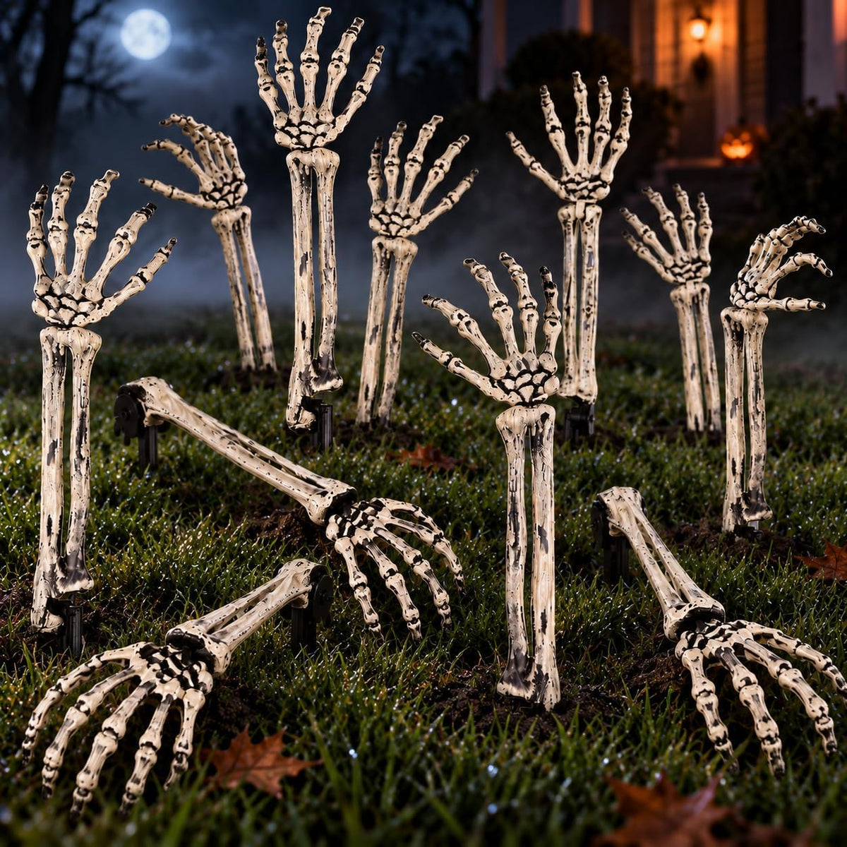 Halloween Skeleton Arms and Hands, 10-Piece Outdoor Yard Decorations Set
