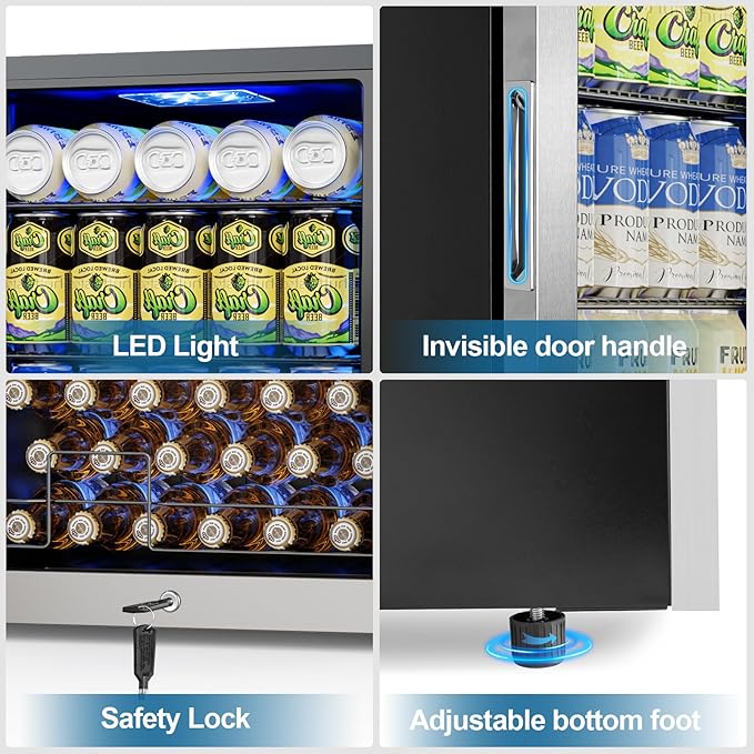 Mini Beverage Refrigerator 3.2 Cu. Ft Small Fridge 126 Can Lockable Drink Cooler - Image 4