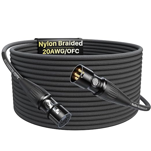 20AWG 50ft XLR Cable, Professional Gold-Plated Rean Connectors from Neutrik by AA