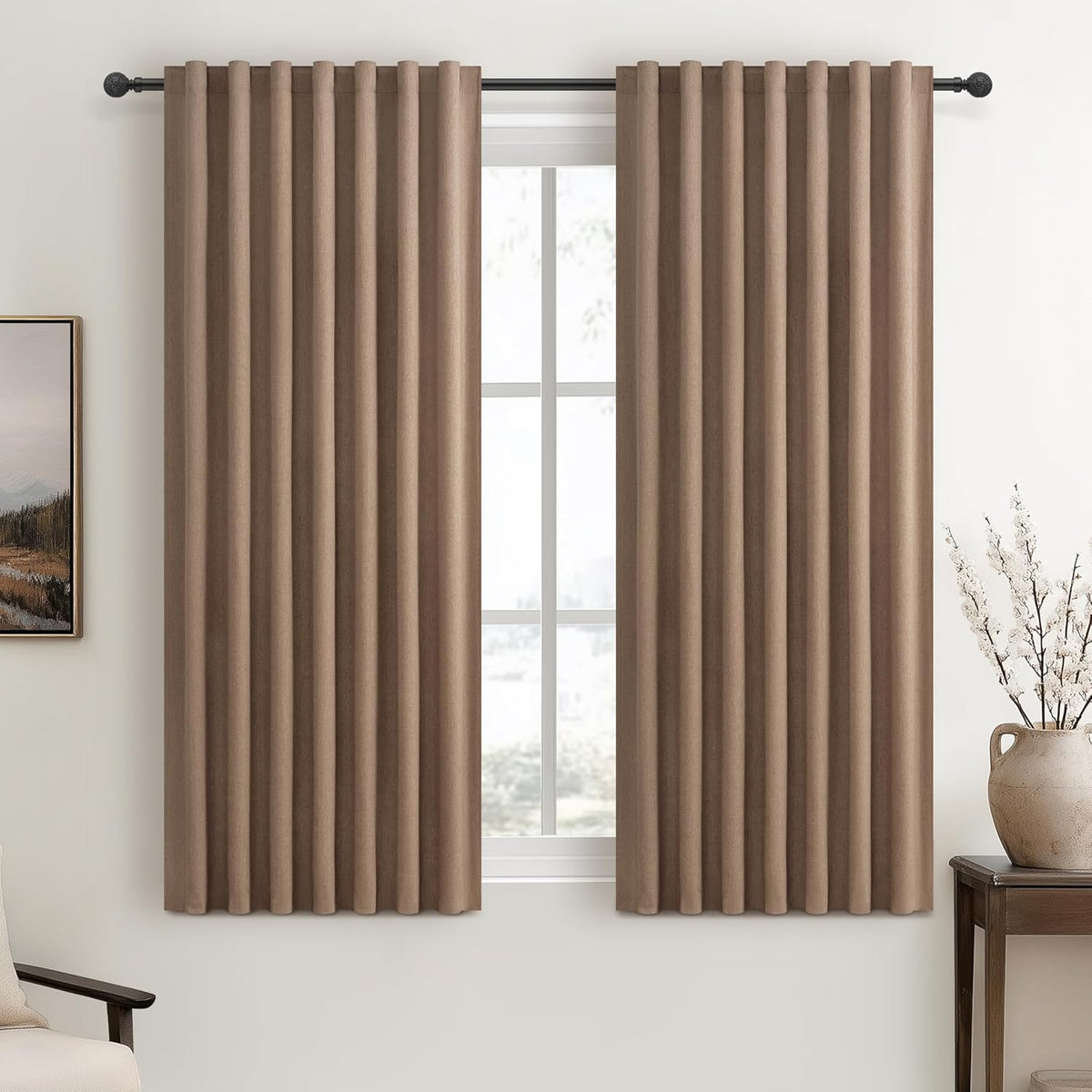rust brown short small window room darkening curtains, main product view
