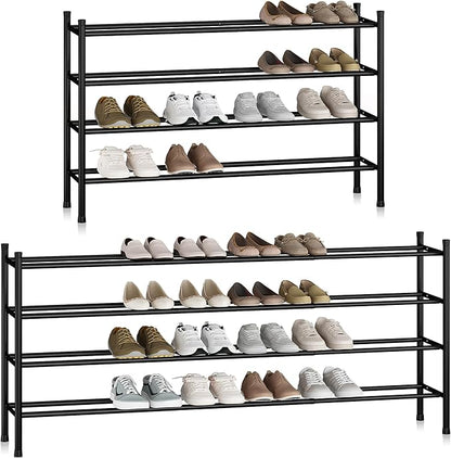 STORAGE MANIAC Long Expandable Shoe Rack, 24 Pairs Metal Wide Stackable Shoe by STORAGEMANIAC