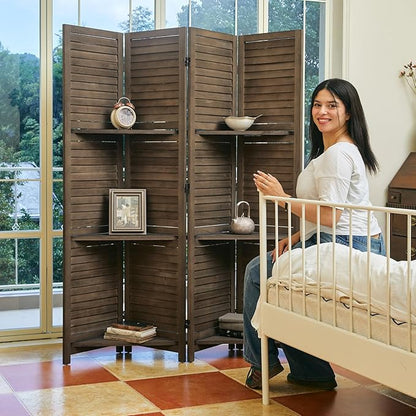 Partition Room Dividers, 67 * 51inch Folding Wood Privacy Screen - Image 5