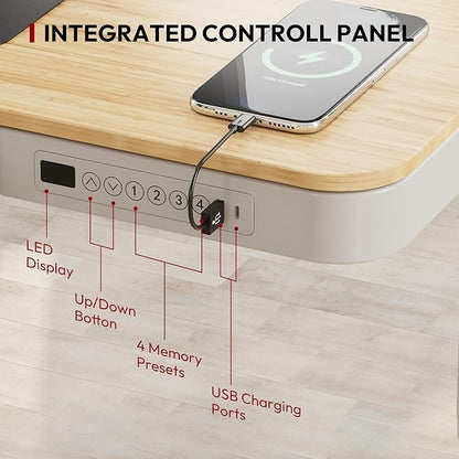Standing Desk with Drawer, Electric Height Adjustable Home Office Desk with - Image 4
