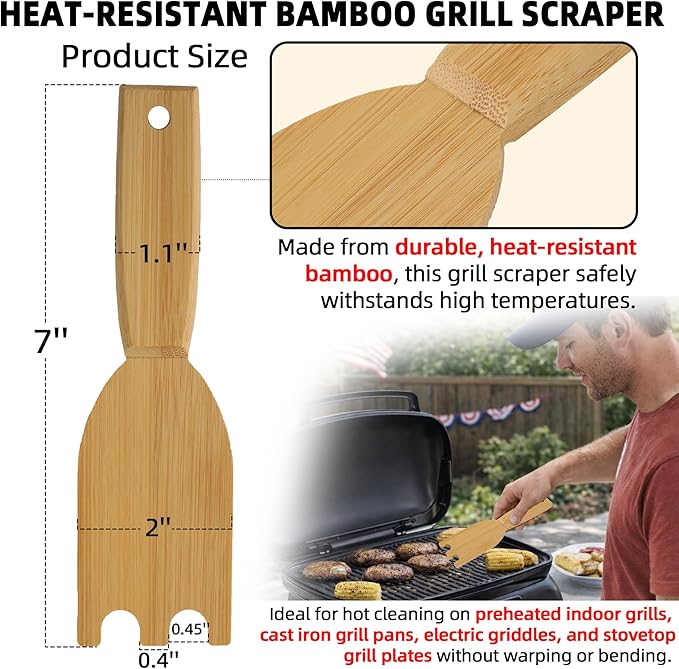 TonGass Bamboo Grill Scraper Compatible - Image 2