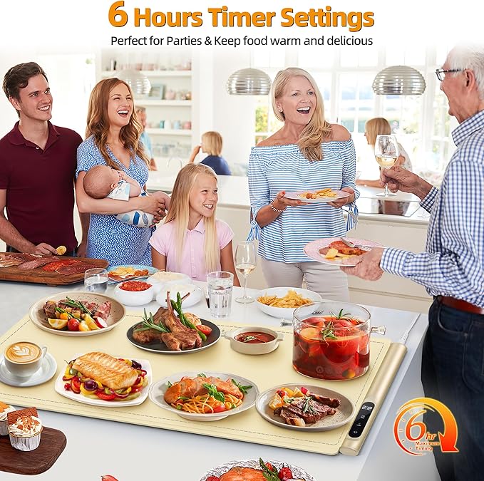 Graphene Food Warming Mat, Extra Large Electric Warming Tray - Image 6