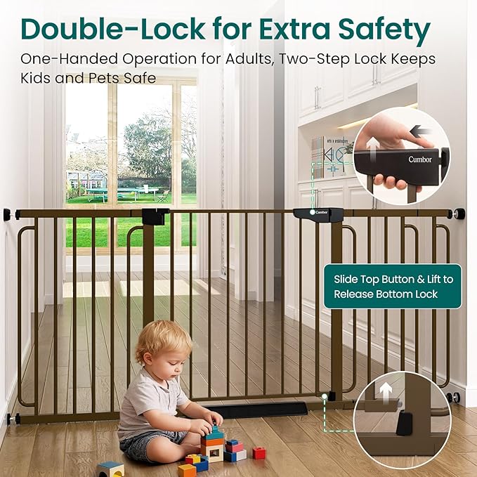 Cumbor Extra Wide Baby Gate, 36.6-69" Walk-Through Dog Gate - Image 3