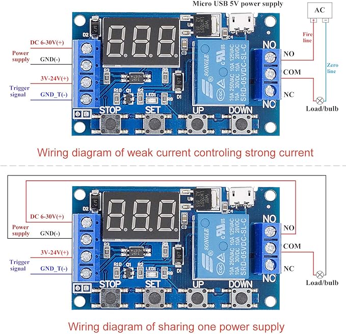 DC 6-30V Timer Relay Programmable Delay Relay Module Cycle Timer - Image 4