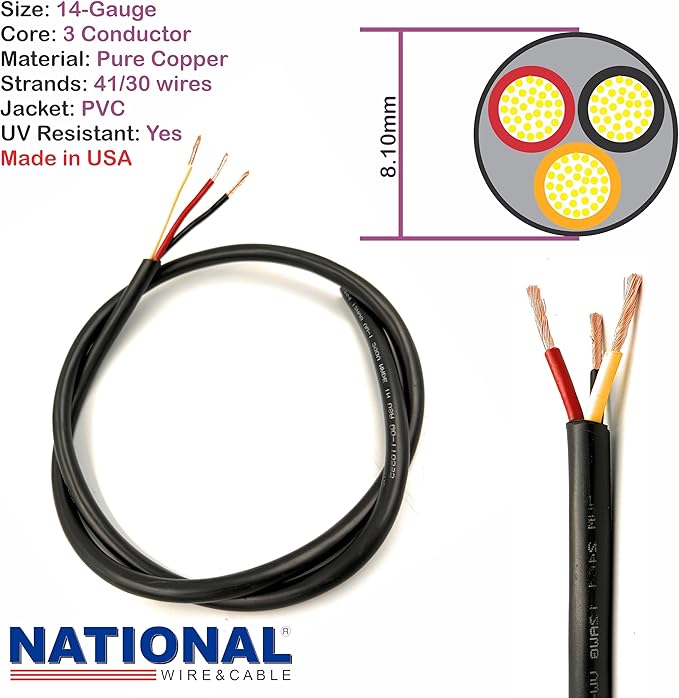 NATIONAL Wire & Cable – 14 AWG 3-Conductor Premium Copper Wire, 100 ft - Image 2