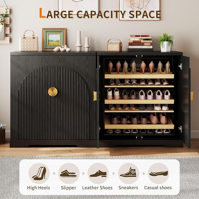 Vlsrka Shoe Cabinet Storage for Entryway, 6-Tier Rotating Shoe Organizer Cabinet - Image 4