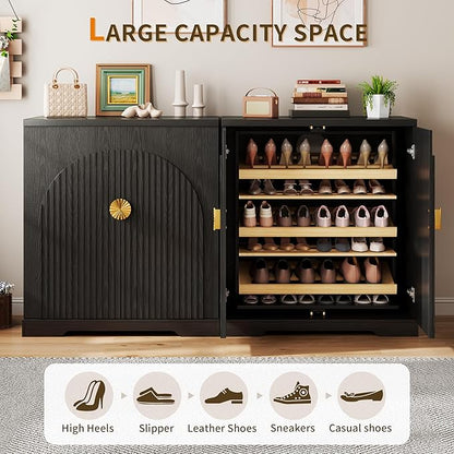 Vlsrka Shoe Cabinet Storage for Entryway, 6-Tier Rotating Shoe Organizer Cabinet - Image 4