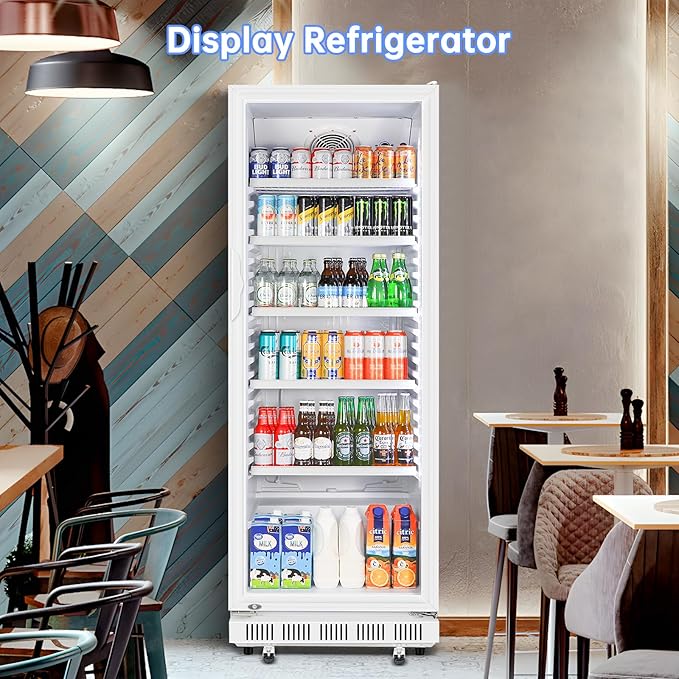 Commercial Beverage Refrigerator, 24.5 Inch 15 Cu. Ft. Drink Fridge, Display - Image 2