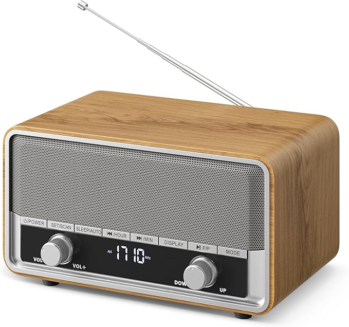 Vintage Wood AM FM Bluetooth Radio by Audiocrazy
