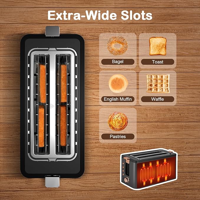Mecity 4 Slice Toaster, Long Slot Toaster - Image 4