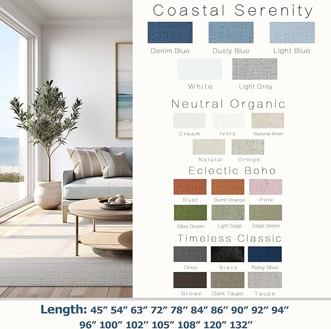 KOUFALL Linen Grey Curtains Blackout - Image 2