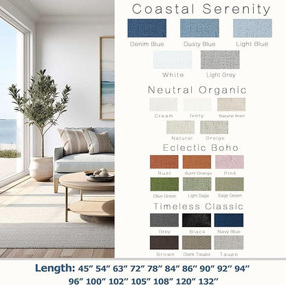 KOUFALL 90 Inch Stone Blue Linen Blackout Curtains, Thermal Insulated Blue Grey - Image 2