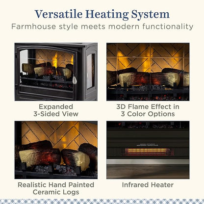 Country Living Infrared Freestanding Electric Fireplace Stove Heater in Bronze - Image 6