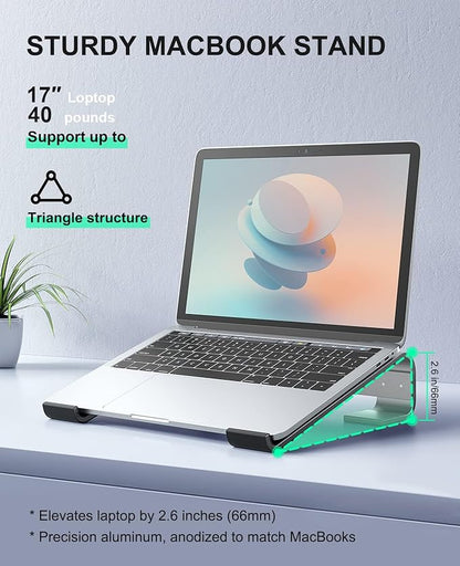 Soqool Laptop Stand for Desk, Ergonomic Detachable Laptop Riser, Aluminum - Image 7
