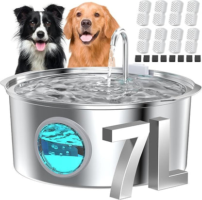 Dog Water Fountain for Large Dogs: Big Cat Water Fountain Stainless Steel by GROOKPET