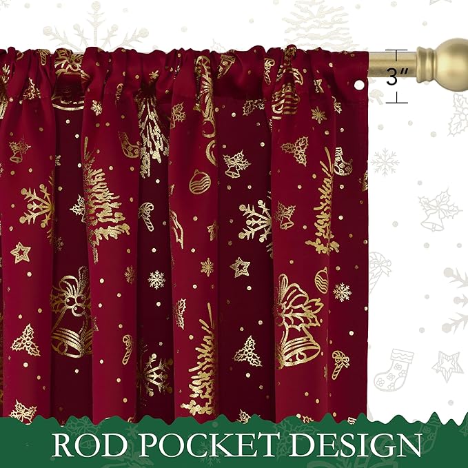 NICETOWN 2 Panels Christmas Cafe Curtains - Image 3