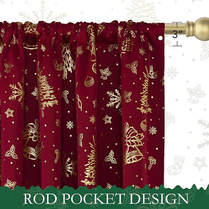 NICETOWN 2 Panels Christmas Cafe Curtains - Image 3
