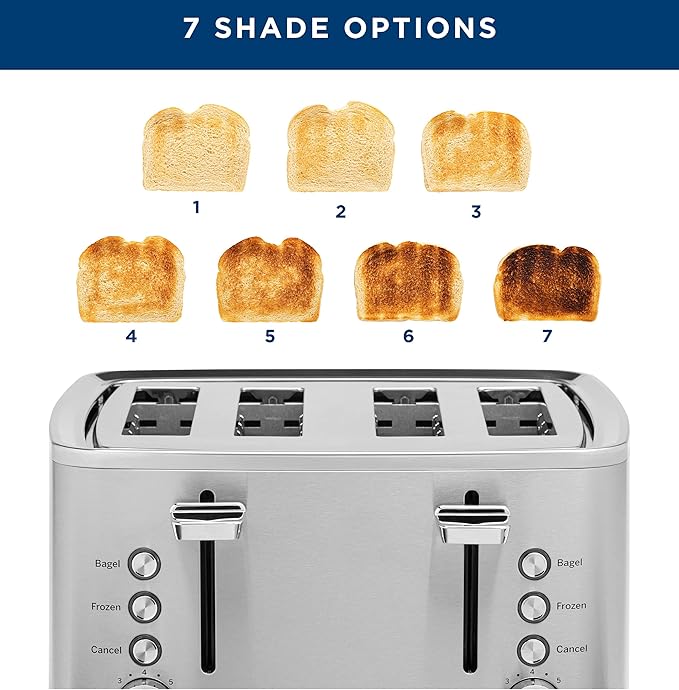 GE Stainless Steel 4 Slice Toaster | Extra Wide Slots - Image 4