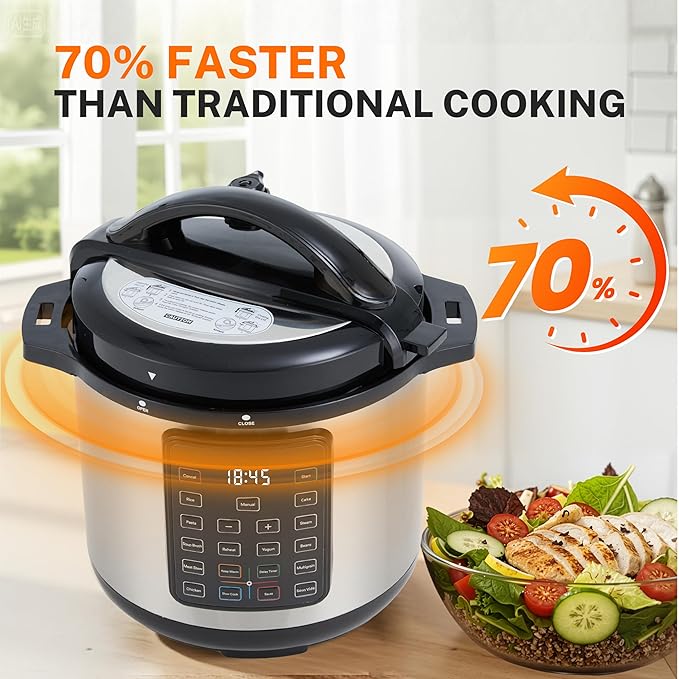 HealSmart 16-in-1 Electric Pressure Cooker 8 Quart, Non-Stick Stainless Steel - Image 4
