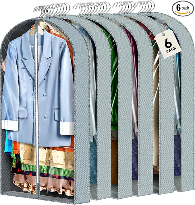 6 pcs 40" Garment Bags for Hanging Clothes, Garment Bags for Travel Covers by AURUZA