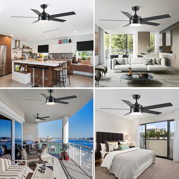 POCHFAN 52 inch Black Ceiling Fans - Image 2