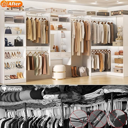 Unikito Closet System with Vanity Desk, 156”Modular Corner Closet Organizer - Image 6