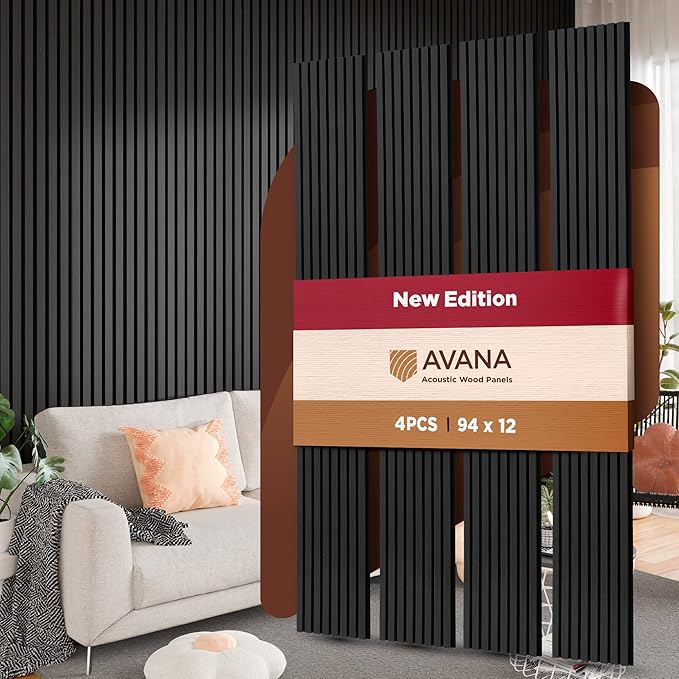 Avana Acoustic Wood Wall Panels – 94.4 x 12.6 Inch Black Oak Acoustic Panels 4 by AvanaHome