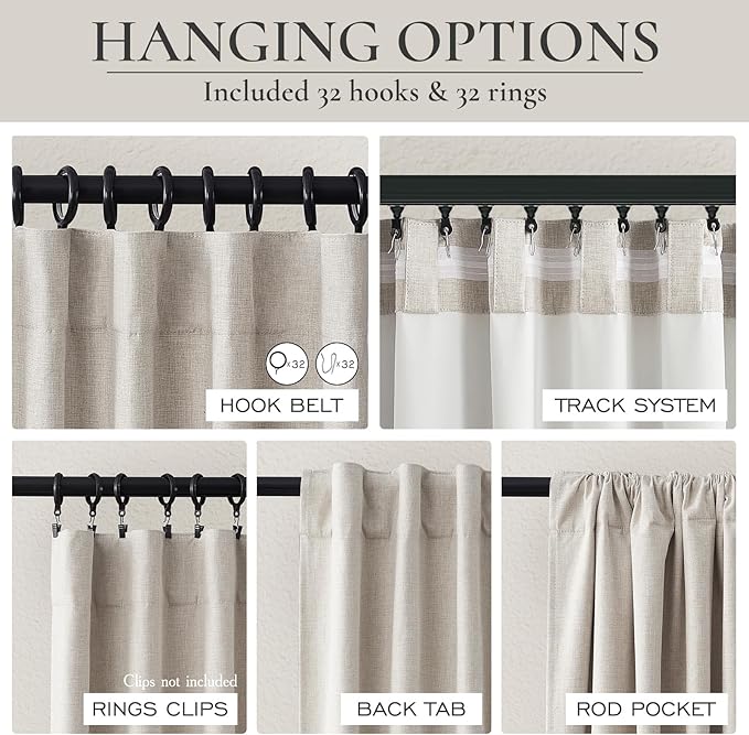 112 Inch Curtains 2 Panel Set Modern Decorative Dark Out Pleated Curtain - Image 3