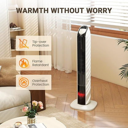 Zynkez 33" Space Heaters for Indoor Use Large Room, 1500W PTC Tower Fireplace - Image 2