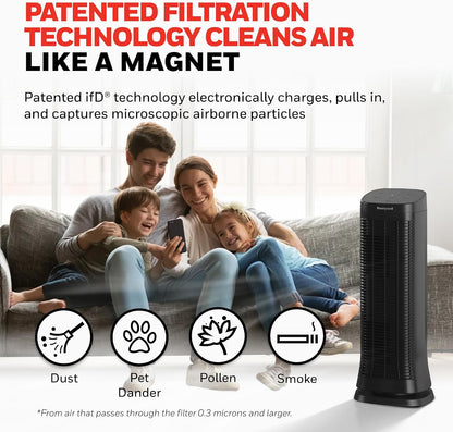 honeywell air genius 5 air purifier for large, close-up detail
